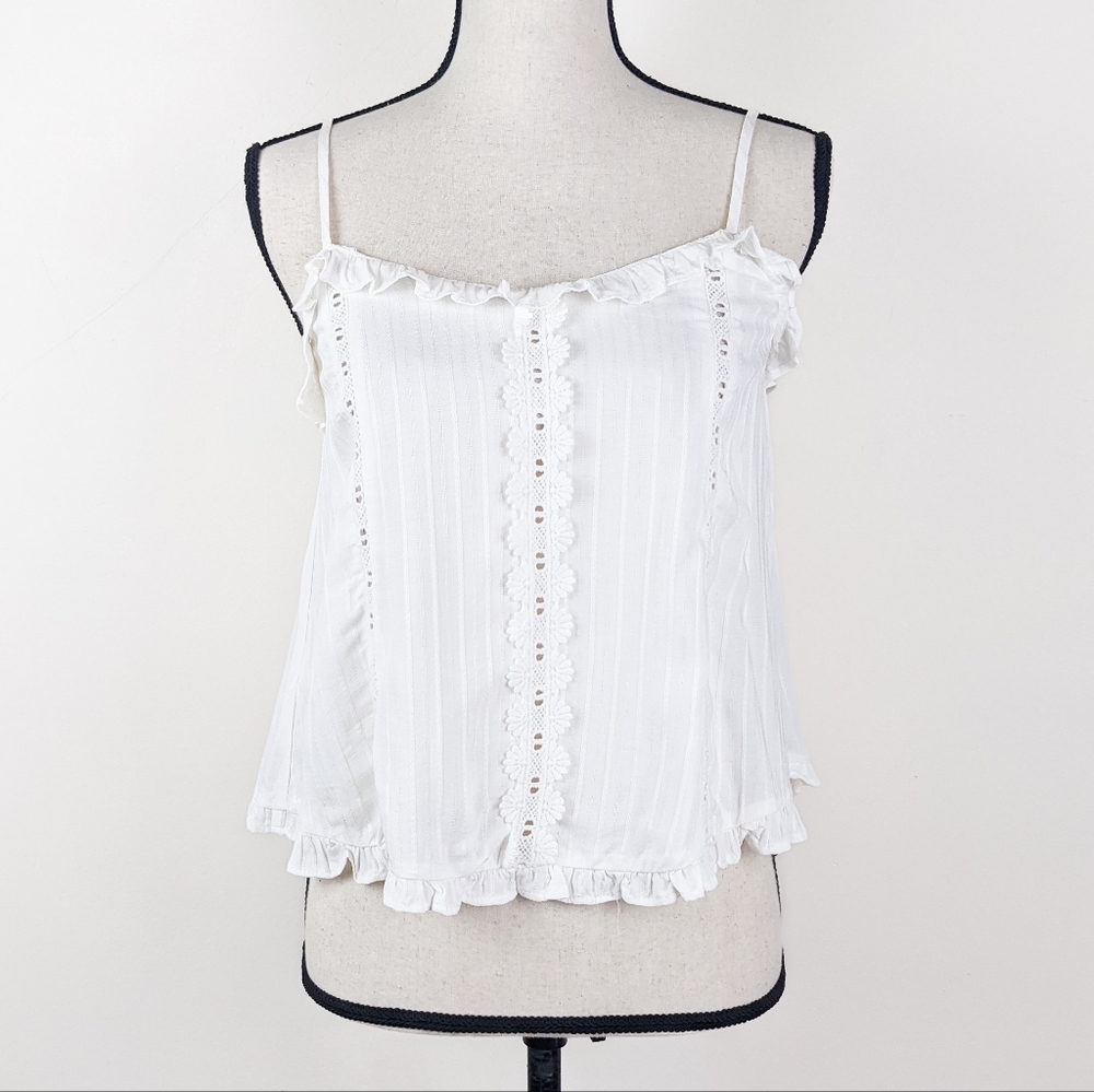🦋LAST🦋 NWT Blu Pepper White Lace Accent Cami Top, Size Small